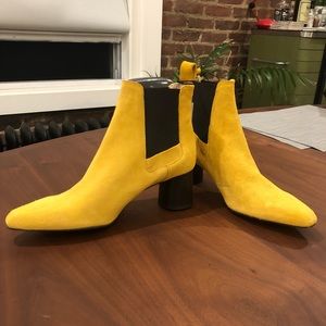 Mustard yellow Zara suede boot booties NWT size 38